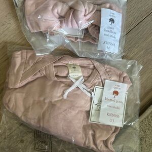 Kate Quinn Rose Smoke Knotted Gown and Headband 0-3 months